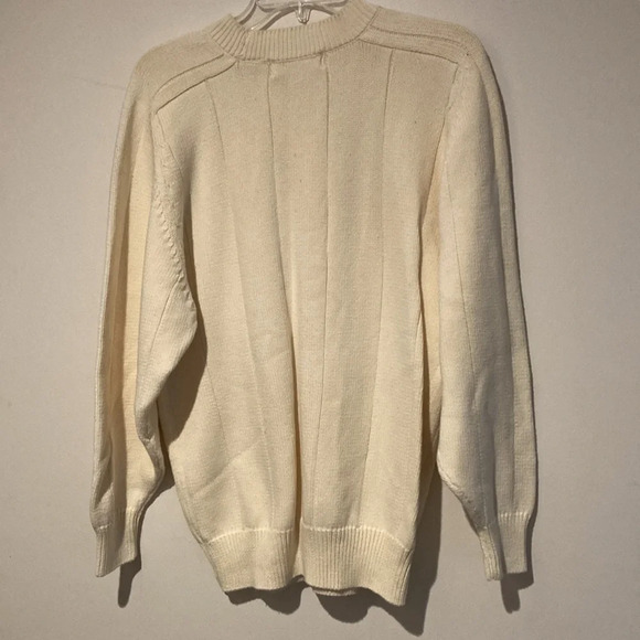 Cotton Traders mens knit sweater size large vintage cream 100% cotton fireside - Picture 2 of 7